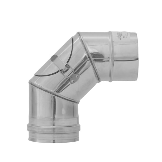 COT INOX CAZAN PELETI+USITA CURATARE+GARNITURA SIMPLU PERETE 90* D120 0.5MM