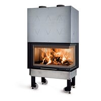 ȘEMINEU LEMNE MONOBLOCO 800 ANGOLO DX BLACK, putere 10 KW, spațiu încălzit 287 m³